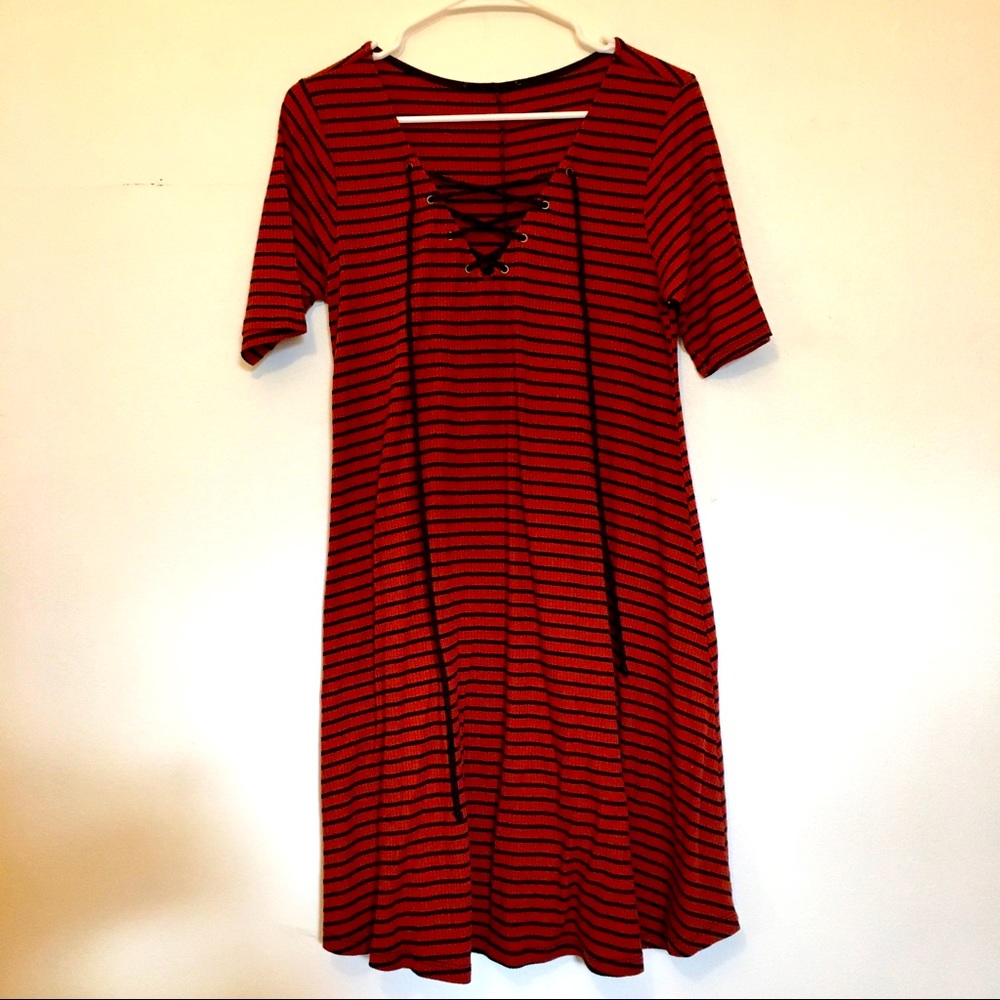 Francesca’s Striped Dress with Lace Up